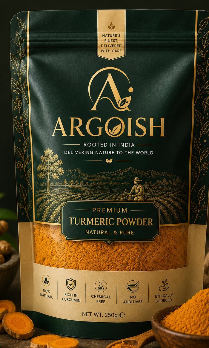 Argoish Premium Turmeric Powder retail pouch, 250g